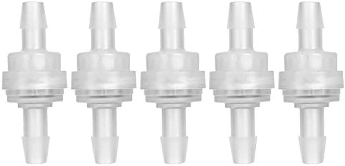Plastic Terugslagklep, 6mm, PP Food Grade, 5 Stuks, Doorschijnend, voor Waterbehandeling en Luchtzuivering