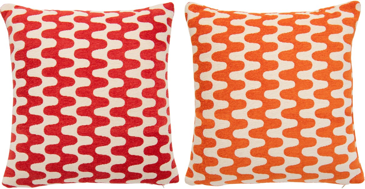 J-Line kussen Golf - katoen - oranje/roze - 2 stuks