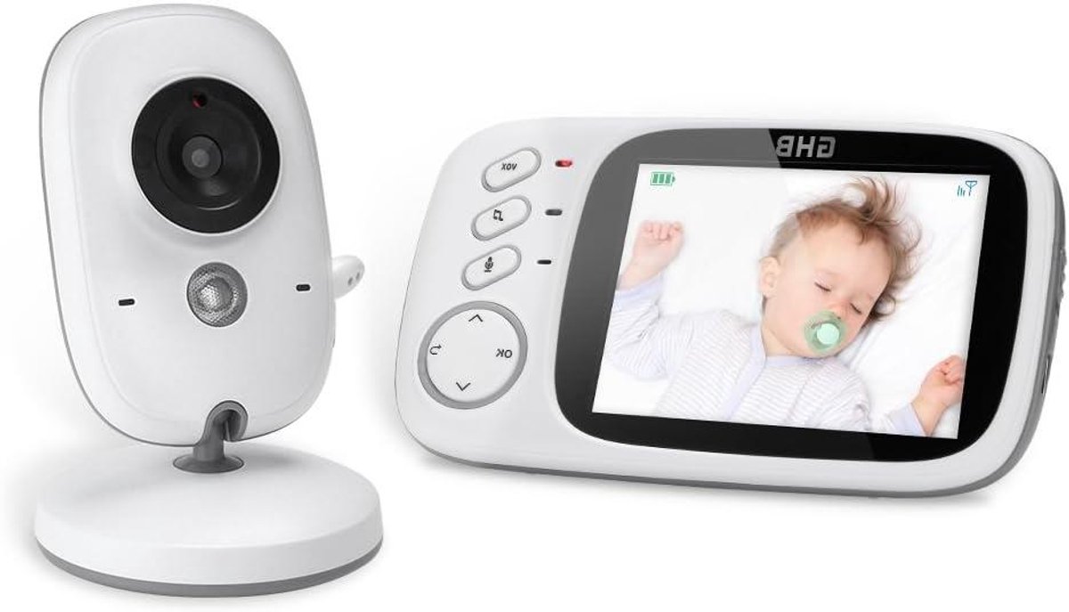 Draagbare Babyfoon - Oudermonitor Camera - Baby Bewaken - Nachtzicht Beeld - 8.2cm LCD Scherm - Wit