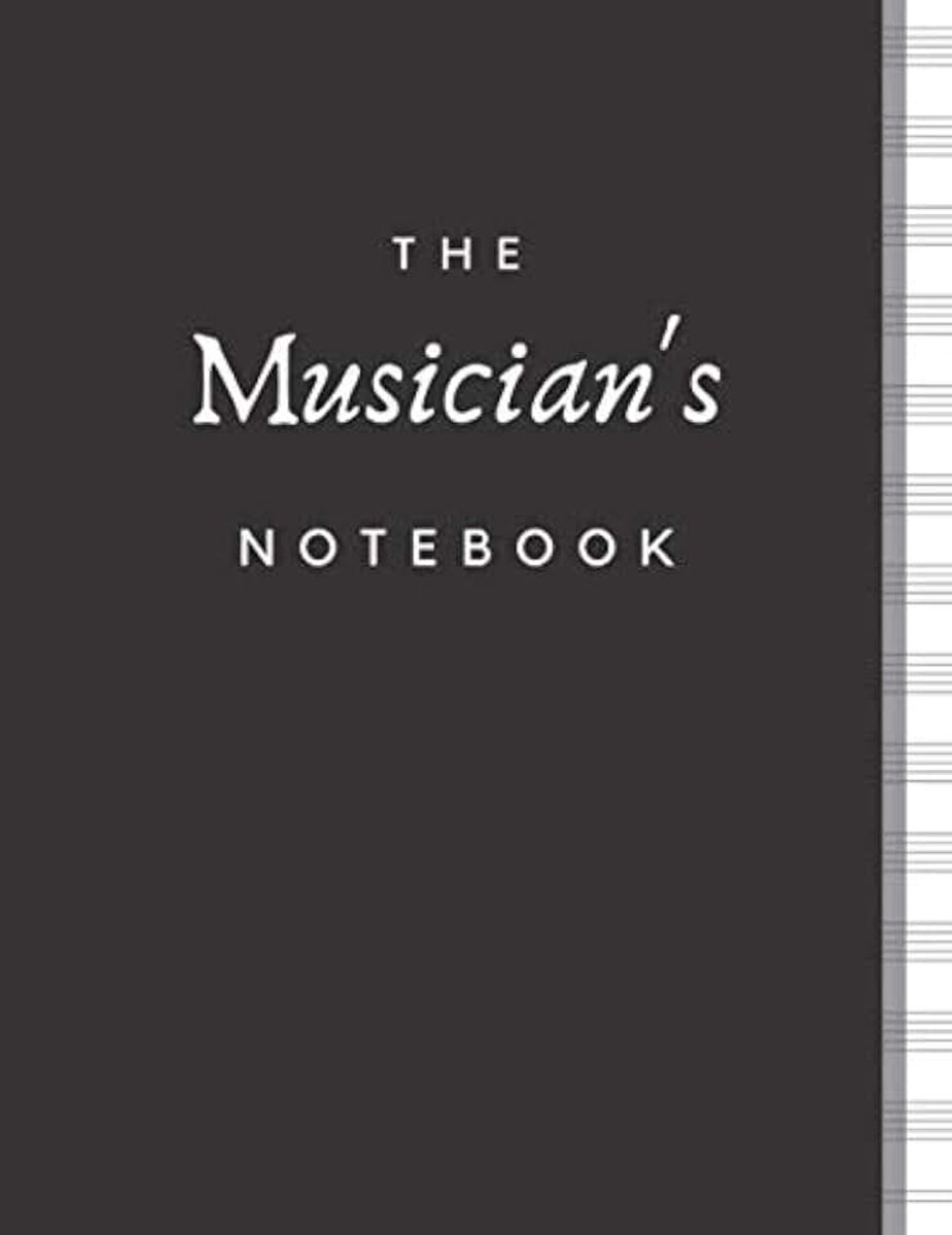 Musician’s Notebook: MANUSCRIPT PAPER FOR INSPIRATION & COMPOSITION | WHITE PAPER | Sober Black & White Cover.