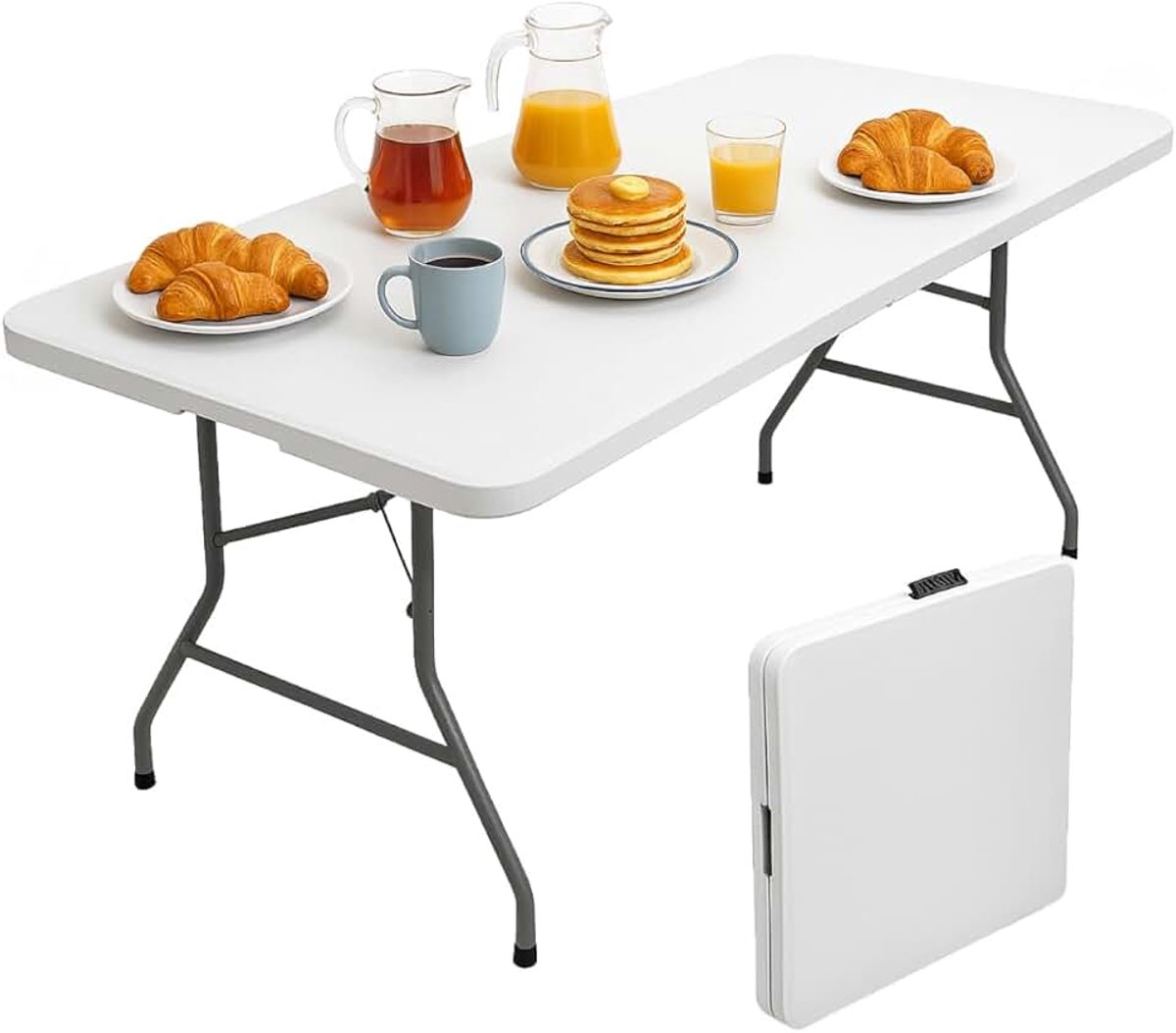 - Klaptafel voor de tuin, perfect als campingtafel, buffettafel, keukentafel, klaptafel met koffer en ruimtebesparende handgreep (180 x 70 x 74 cm)