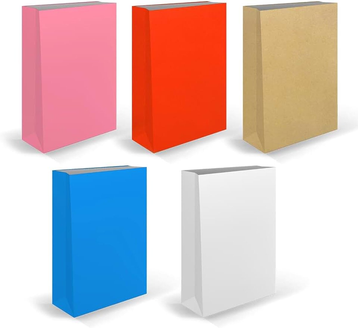 Bolsas de Papel, Bolsas Kraft de Papel, Bolsas para Regalos de Cumpleaños, Bolsas de Papel para Comercios de Alimentación, para Eventos o Manualidades · m-office (x250 unds mix, 120x250x30mm)