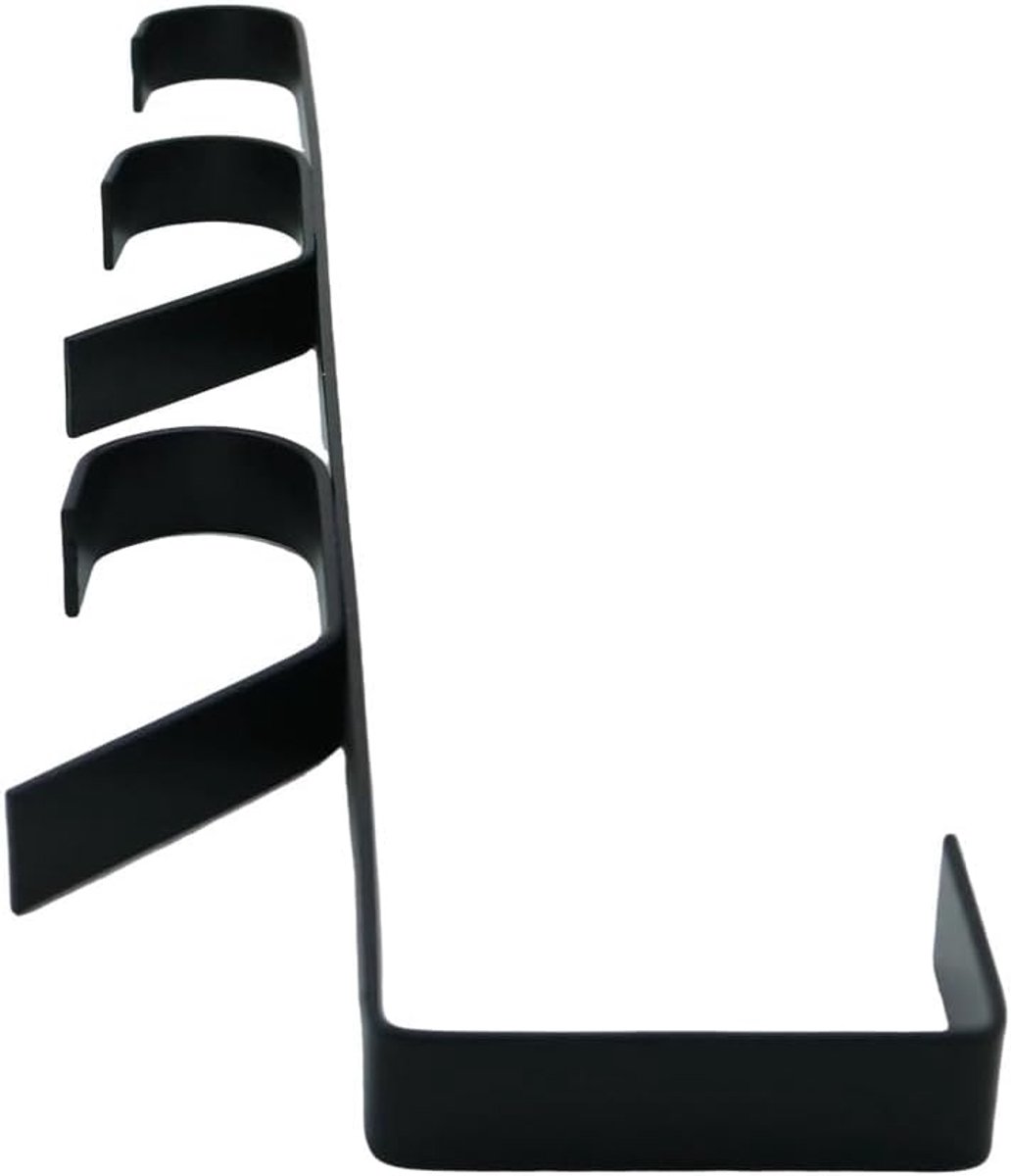 2 haken boven de deur, verticale deurhanger met 5 haken, organizer van robuust koolstofstaal, voor handdoeken, kleding, hoeden, tassen (zwart)