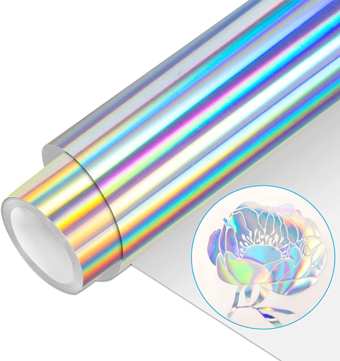 Holografische Laser Zilveren Strijkfolie Rol - 12" x 5 ft - Laser HTV Vinyl - Voor DIY Kleding En Tassen