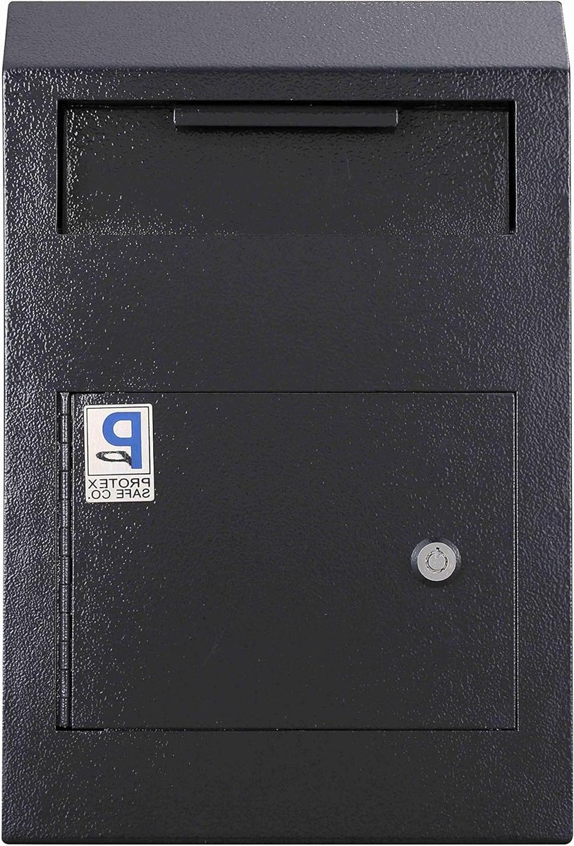 Drop Box Kluis - Veilige Opbergbox - Geld Veilig Storten - Versterkte Stalen Deur - 4 Inch Kamerdiepte - Zwart