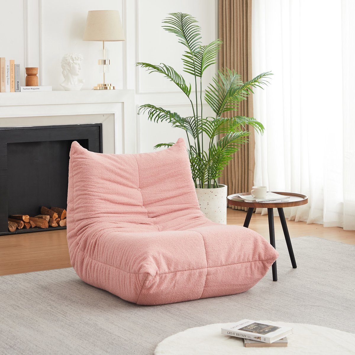 Chenille Sofa en Stoel Set - Comfortabel en Functioneel Design - Roze - 34×34×97 cm