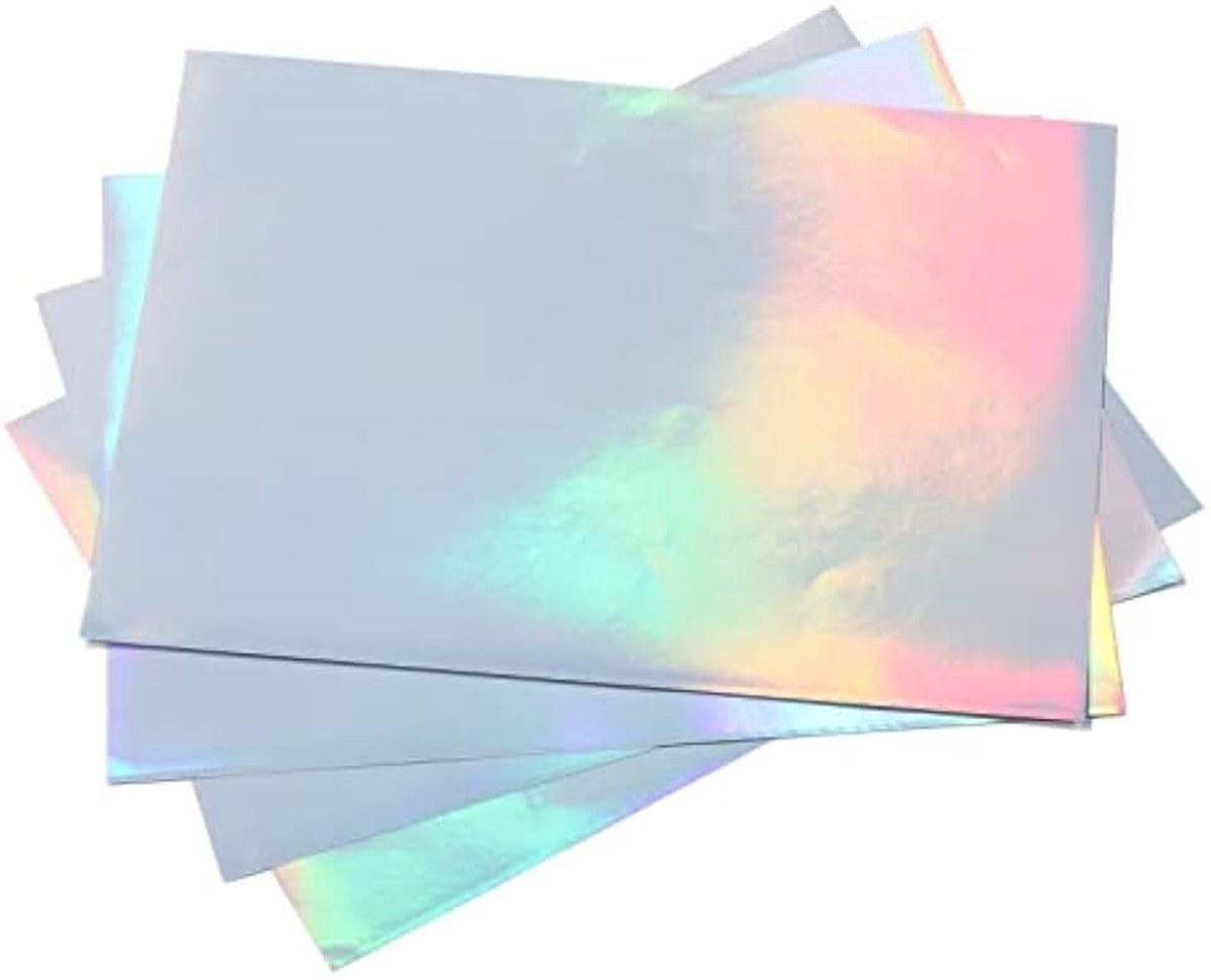 Stickerpapier, 22 Vellen A4 Afdrukbaar Holografisch Stickerpapier 8x12 Inch voor Inkjetprinters, Kopieerapparaten, Laserprinters, Waterdicht Stickerpapier