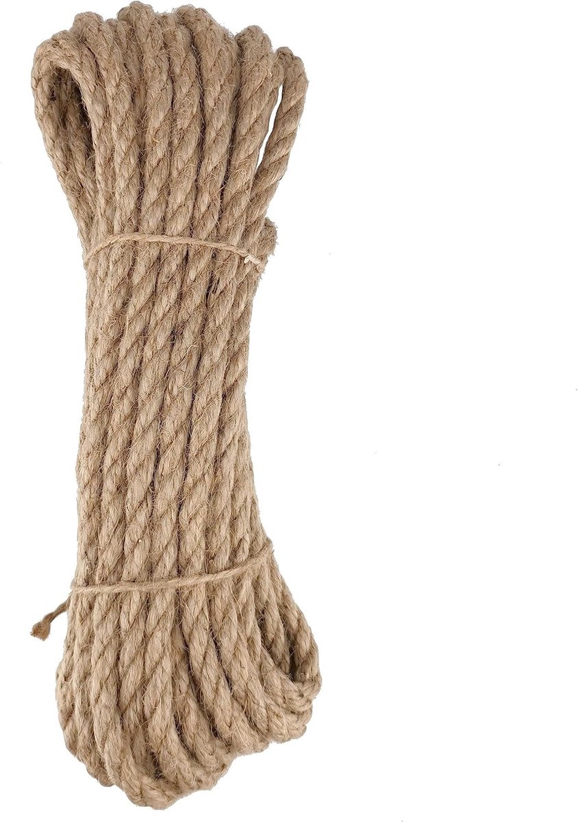 Touw 10 mm 10 m - Henneptouw van Natuurlijke Vezels, Gevlochten Jute Touw