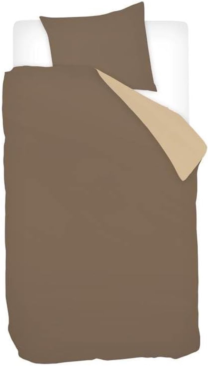 Dekbedovertrek - 140x200/220 cm + 1 kussensloop 60x70 cm - Taupe/Camel