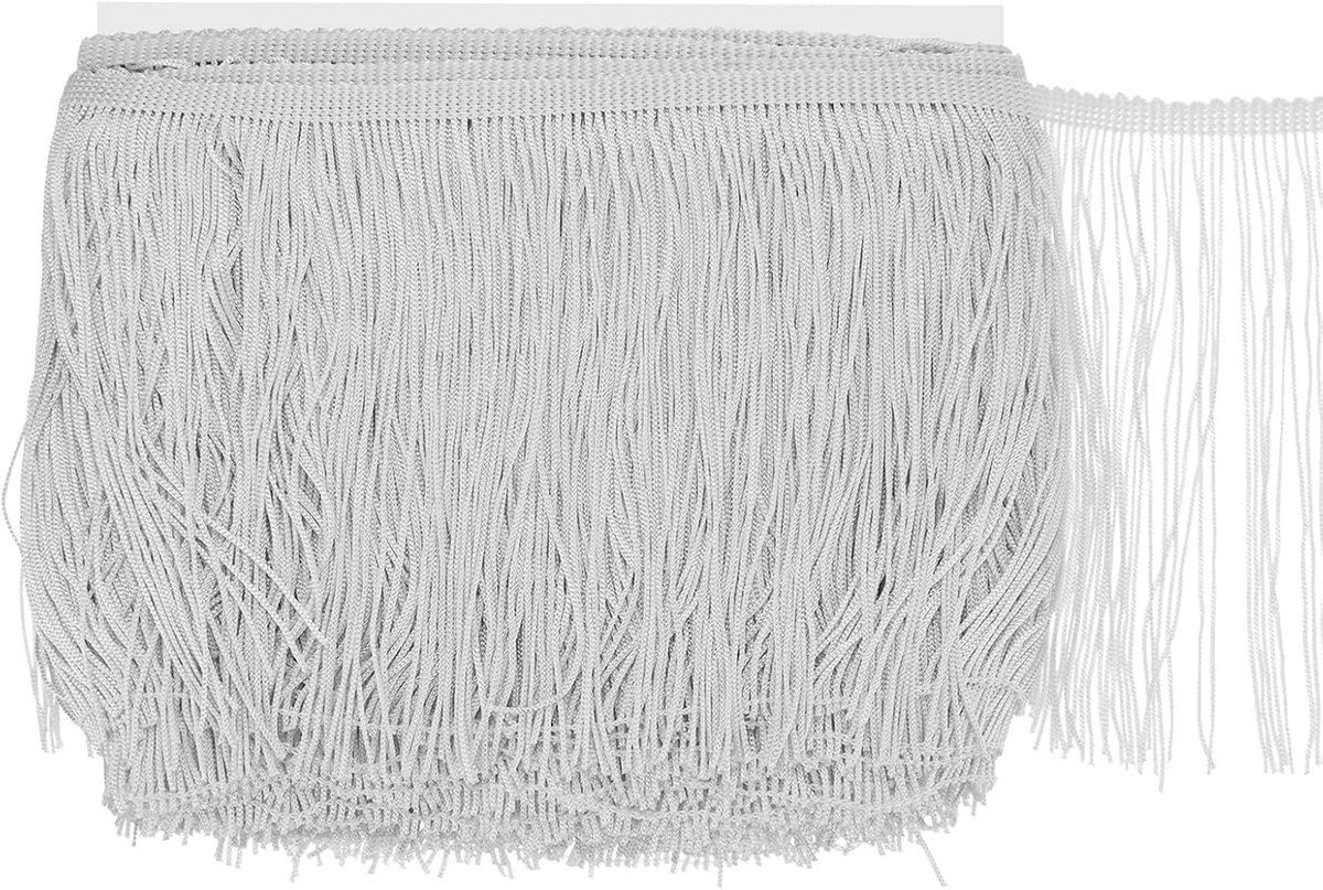 METERXITY Chainette franjes, 10 meter polyester vlecht kwastjes trim voor doe-het-zelf ambachten/Latijnse jurk/lampenkap decoratie/trouwjurk/naaien/kleding franje garen [zilvergrijs]