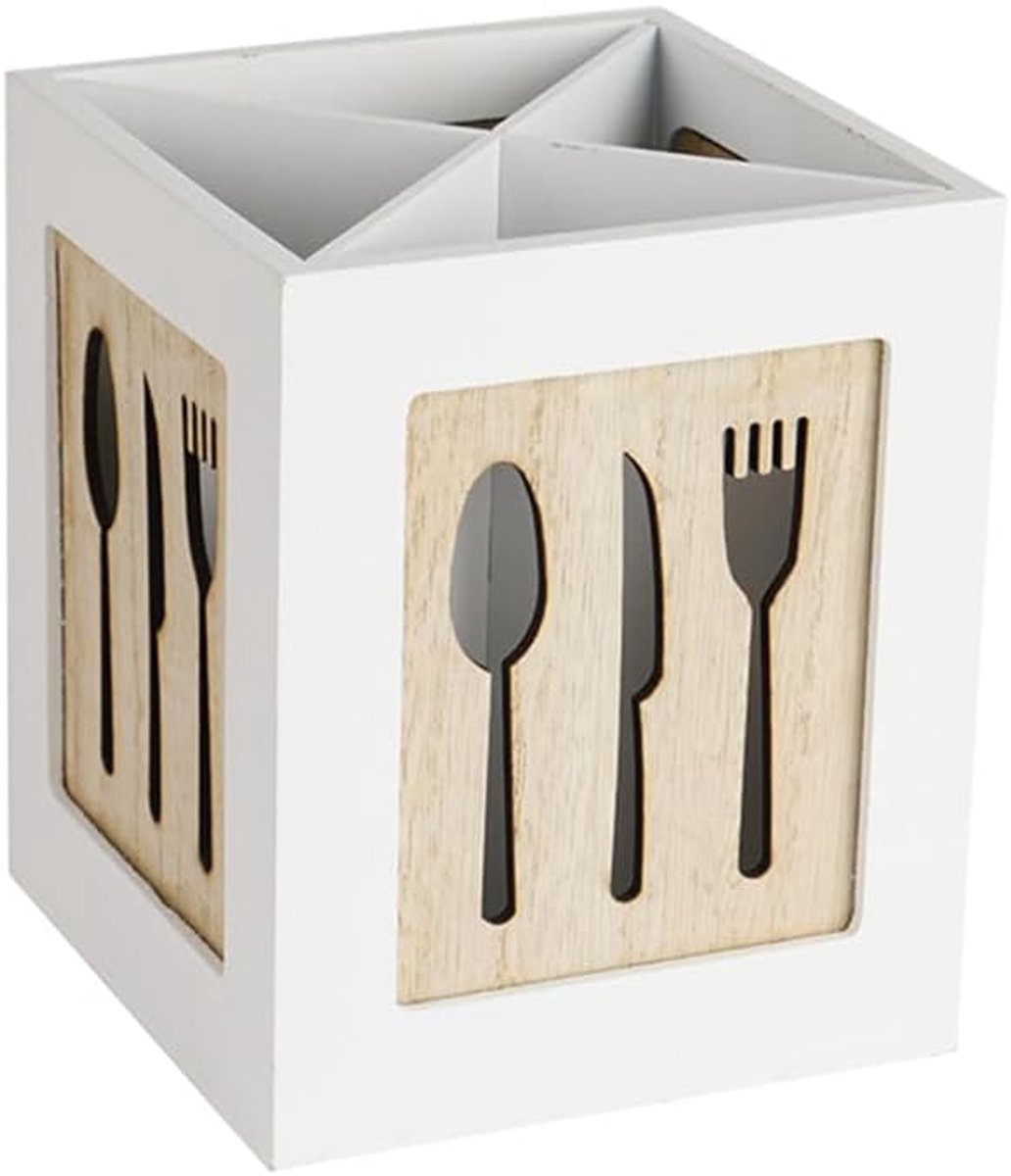 Bestekbak van hout voor de keuken met gemakkelijk te reinigen design en praktische vork-organizer voor tafel en werkblad