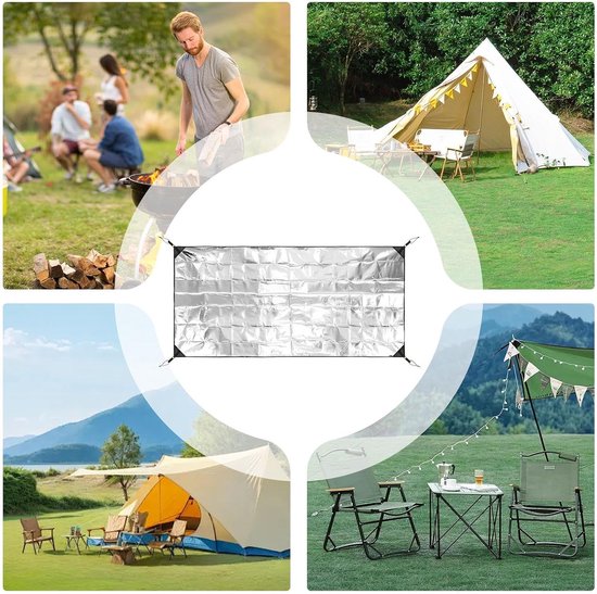 Aluminiumfolie Camping Mat - Isolerende Aluminiumfolie Camping Slaapmat, Dubbelzijdige Waterdichte Folie Mat Slaaptent Pad, Thermische Isolerende Mat voor Camp, Outdoor Picknick — afbeelding 5
