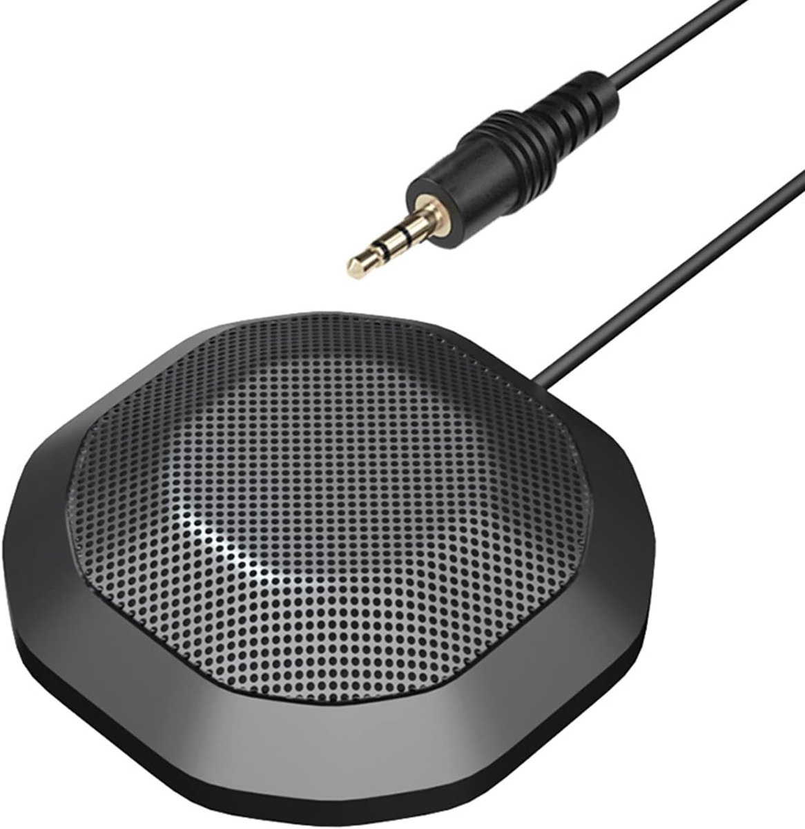 SnelShoppen - Draagbare Computer Microfoon 3,5 mm Plug, 360 ° Omnidirectionele Condensator Microfoon voor PC Laptop, Plug and Play, Ideaal voor Videoc