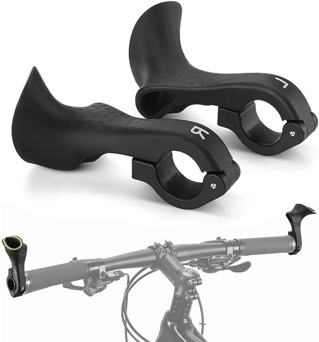 Fietsstuureinden - Stuurverlengstukken - Comfortabel Fietsen - Ergonomisch Ontwerp - Standaard Maat - Fluorescerend