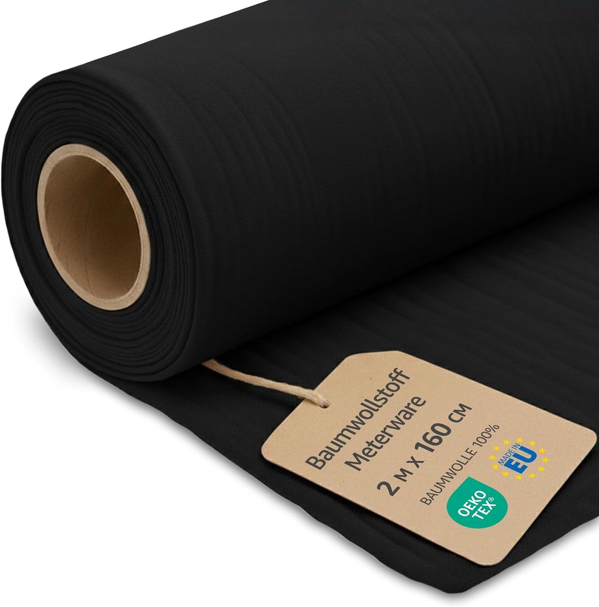 Stof per Meter Zuiver Katoen 1M x 160 cm – Naaistof Decoratiestof voor Patchwork Kleding Kussens Gordijnen Voering Ademend Huidvriendelijk en Zacht 2. Zwart