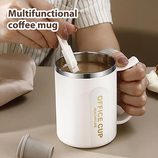 Thermosbeker met Handvat - Reismok RVS - Warme Dranken Meenemen - Dubbelwandig Geïsoleerd - 500ml - Koffie — afbeelding 3