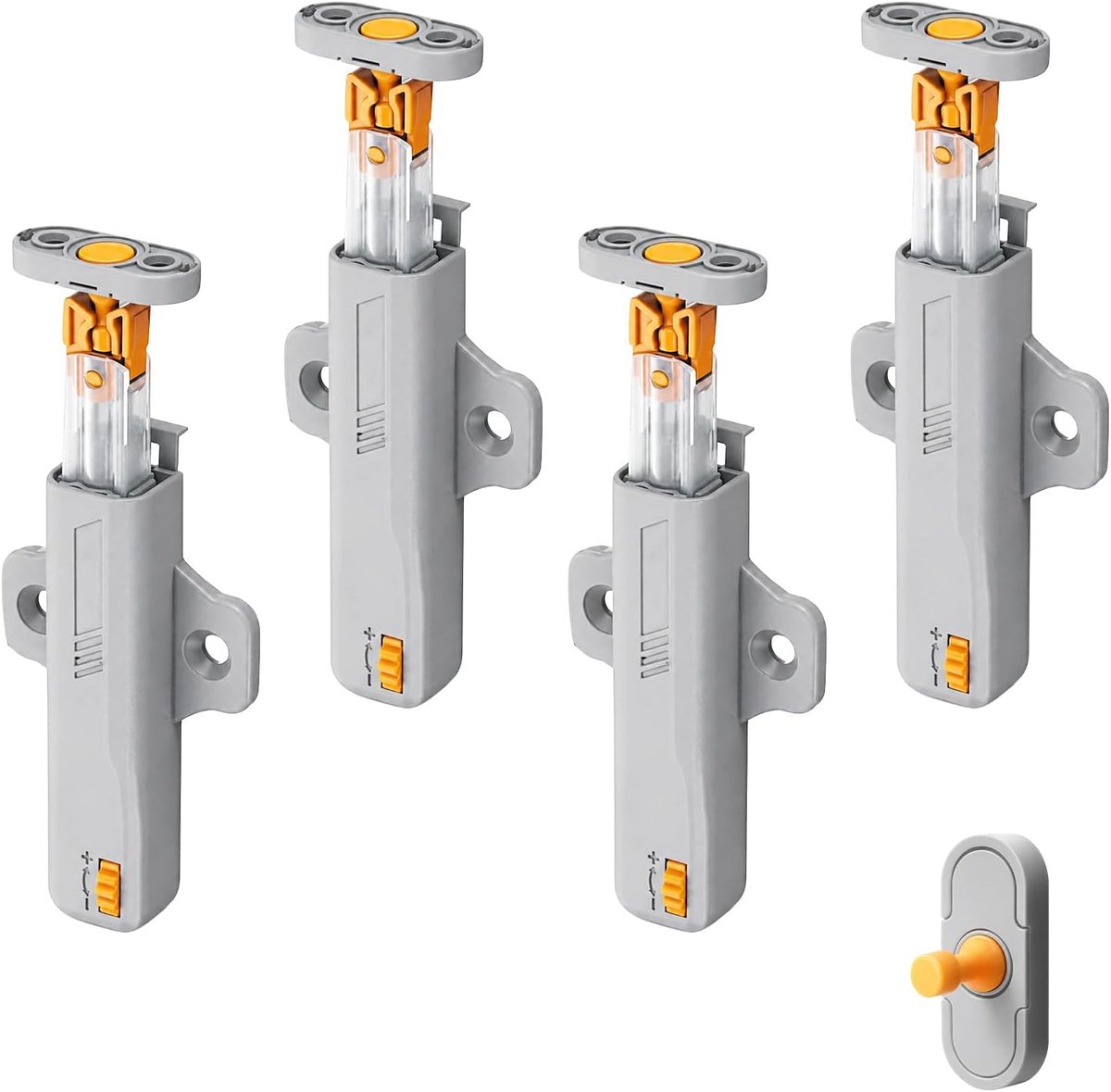 4 stuks push-to-open vergrendelingen, robuuste 30N veergestuurde klikgrendel voor kasten, niet-magnetische mechanische aanraakgrendel voor lades, kledingkasten en kasten, inclusief schroeven