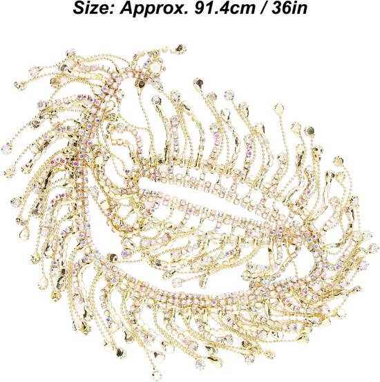 ketting franje bruids applicatie trim kristal kleding tas bruiloft decoratie sieraden naaien doe-het-zelf ambachten (goud) — afbeelding 2