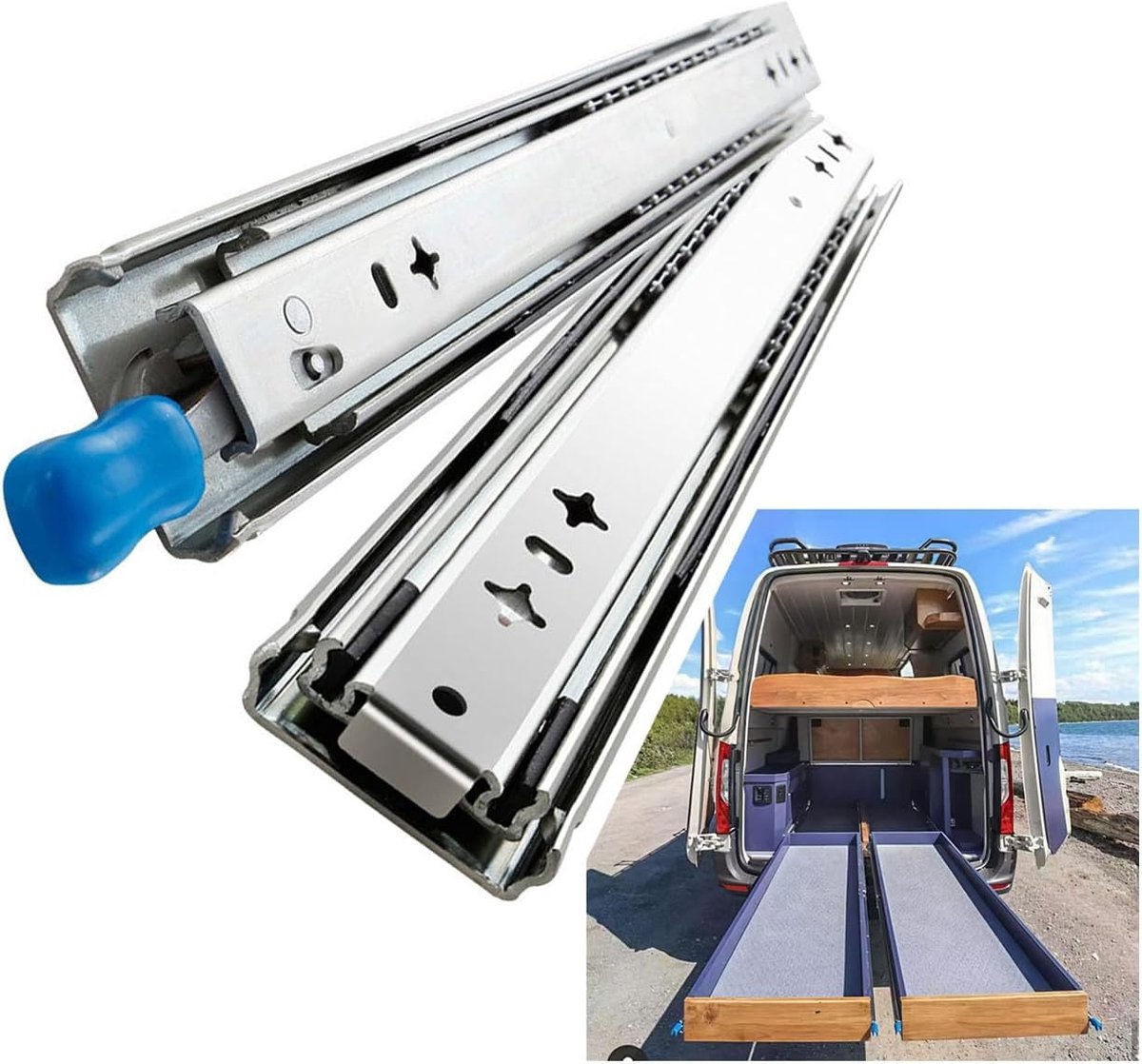 Laderails 1000 mm | Maximale draaglast 120 kg | 3-sectie Afneembare Laderail | Zware laden looper met slot | Zijmontage 1 paar
