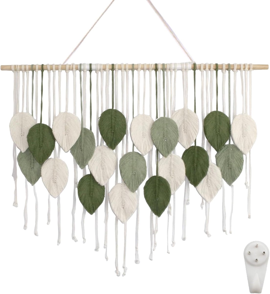 burkfeeg Groot wandtapijt wandtapijt muurkunst decor boho macramé geweven handgemaakte kwastje blad wandtapijt Boheemse wanddecoratie woonkamer voor slaapkamer woonkamer galerij (110 x 80 cm)