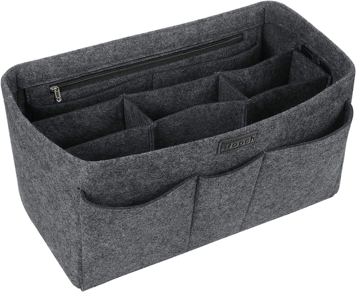 SnelShoppen - Multifunctionele Organizer voor Dameshandtas van Vilt, Cosmetica-organizer, Luiertas, Grijs, Ideaal voor Reizen en Dagelijks Gebruik