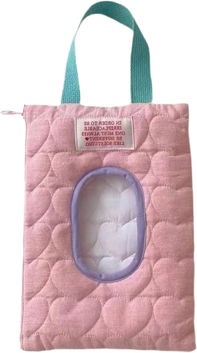 Luier Doekjes Tas - Gewatteerde Reistas - Onderweg Luiers - Handsfree Toegang - 23 x 17 cm - Roze