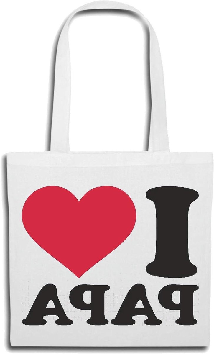 Schoudertas Papa - Cadeau Tas - Dagelijks Gebruik - 100% Katoen - 40 x 40 cm - Wit