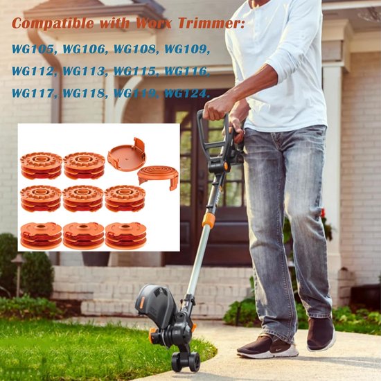 16ft 0.065'' WA0007 vervangende trimmerspoel lijn compatibel met Worx WG105 WG116 WG173 WG173.9 WG183 WG183.9 WG119 — afbeelding 3