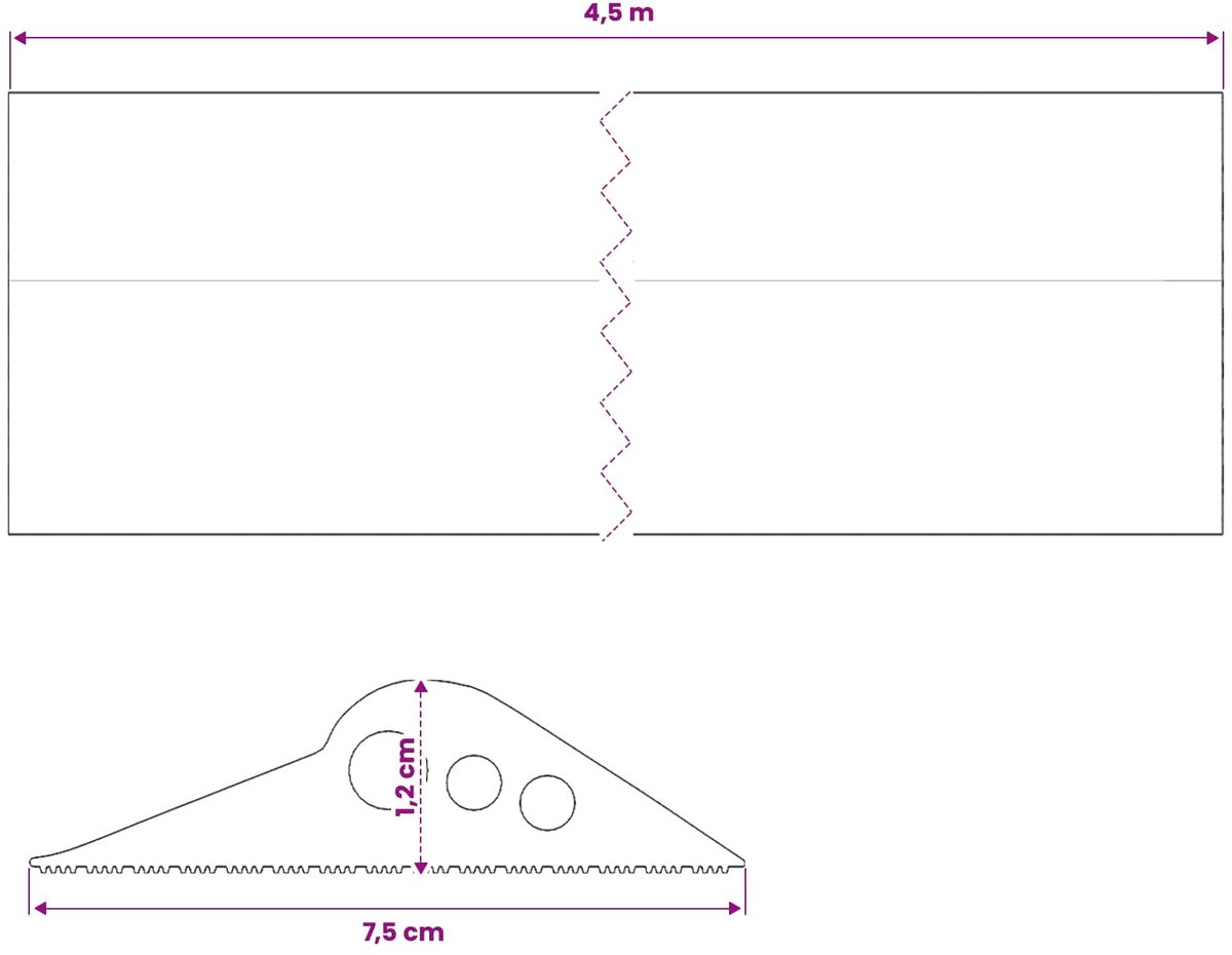 vidaXL - Drempelprofiel - voor - garagedeur - 75 - x - 12 - mm - 4,5 - m - EPDM-rubber