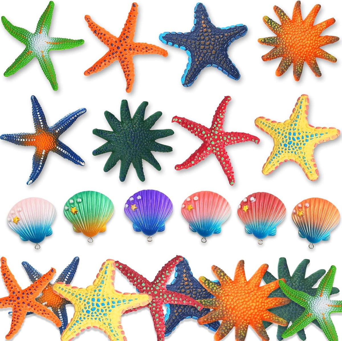 SnelShoppen - 14 stuks rubberen zeesterren onderwater voor kinderen, zeedieren zwembadspeelgoed, kleurrijk zwembad speelgoed voor volwassenen en kinde