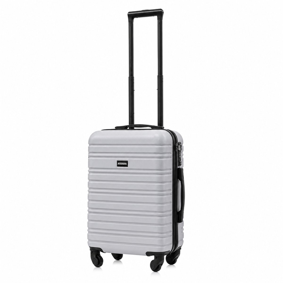BlockTravel® Handbagage Koffer - Carryon Koffer 39L - Reiskoffer met Wielen - Trolley Handbagage 58cm - Afneembare Wielen - TSA-slot - 4 Spinner Wielen -Zilver