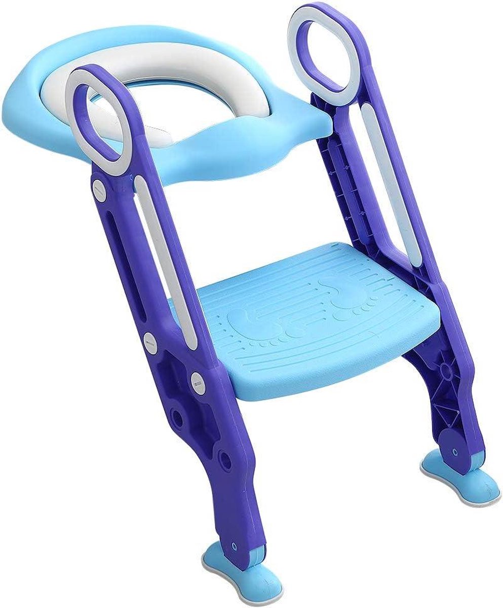 Kinder Toiletbril - Zindelijkheidstrainer - Zindelijkheidstraining - Opvouwbaar en Verstelbaar - 23.5 x 16.5 cm - Blauw-Paars