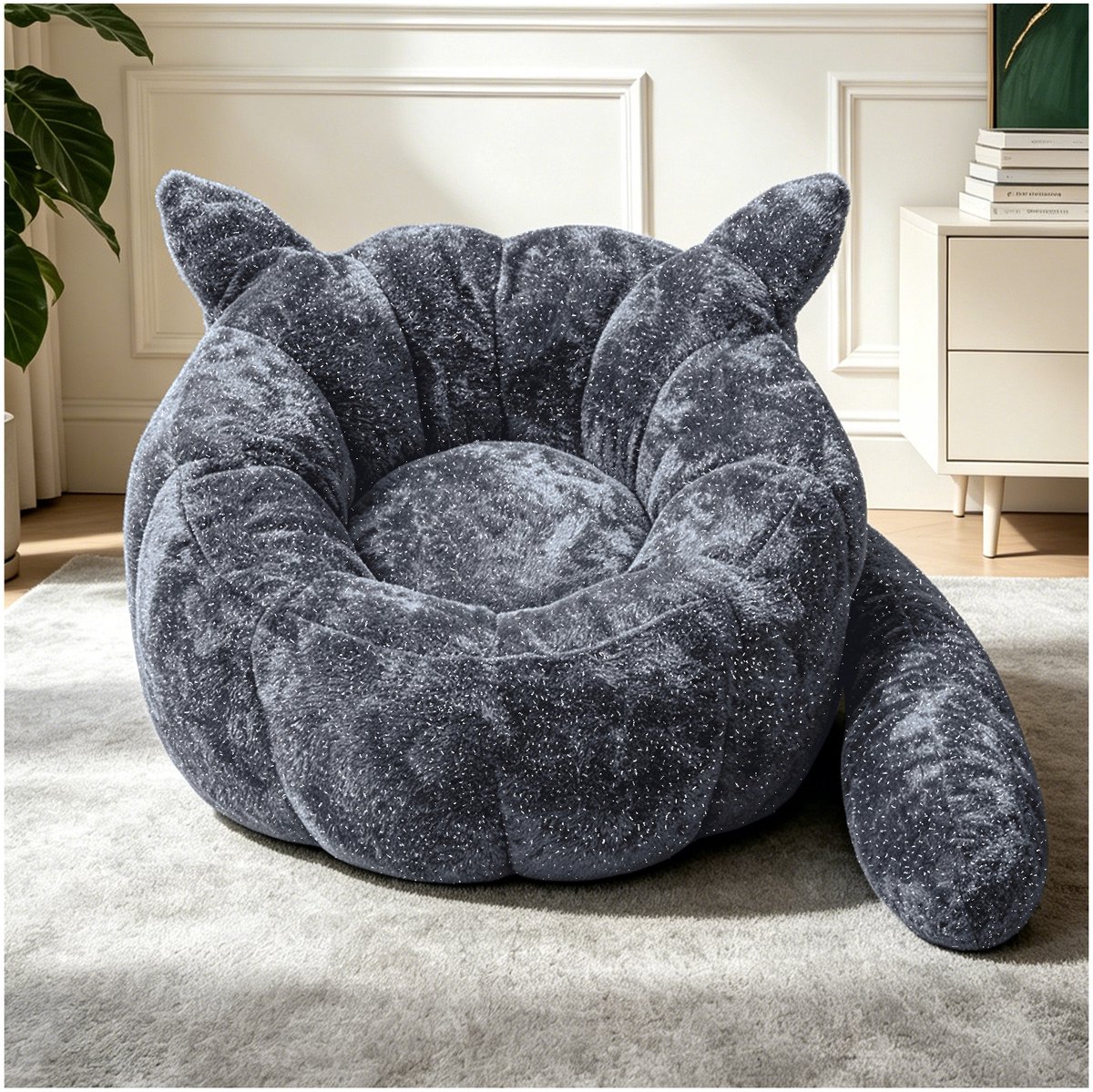 STILVORA Zitzak 101 x 100 x 69 cm - Vossenvormige Loungestoel Met Zachte Ondersteuning - V