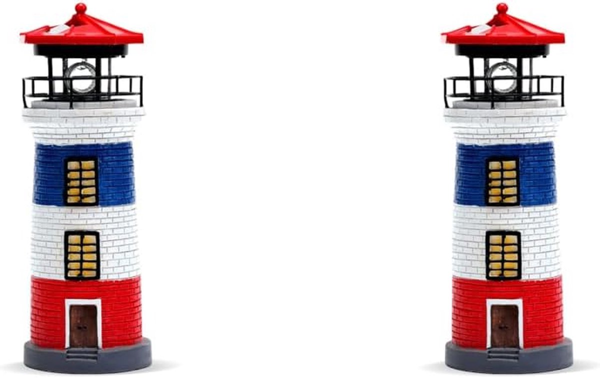 Vuurtoren Lamp - Decoratieve Tuinlamp - Buitenverlichting - Zonne-energie - 18 x 5 x 30 cm - Niet gespecificeerd