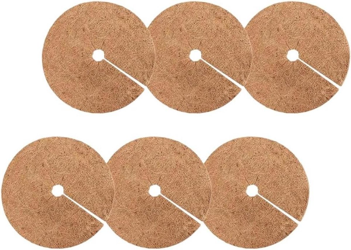 Plantenmatten Set - Kokosvezel Pads - Wortel Bescherming - Natuurlijk Ademend Materiaal - 6 Stuks - Kaki