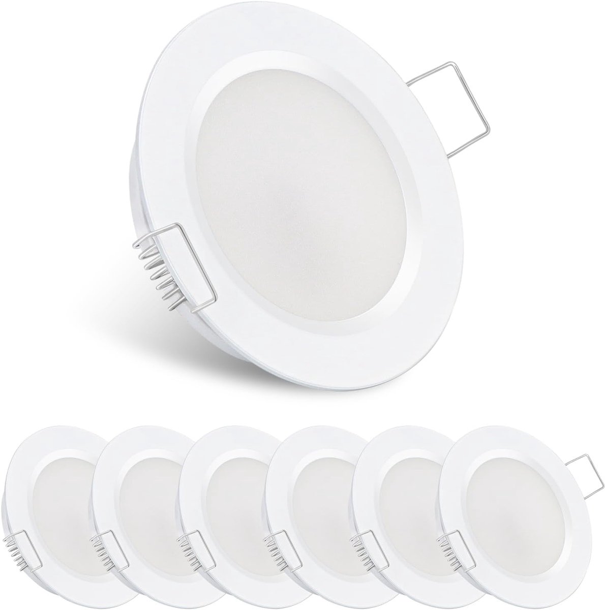 acegoo 6 x 12V inbouwlamp plafondlamp LED inbouwspot platte spot downlight 3000K voor camper boot caravan keuken badkamer, aluminium 6 stuks(Wit)