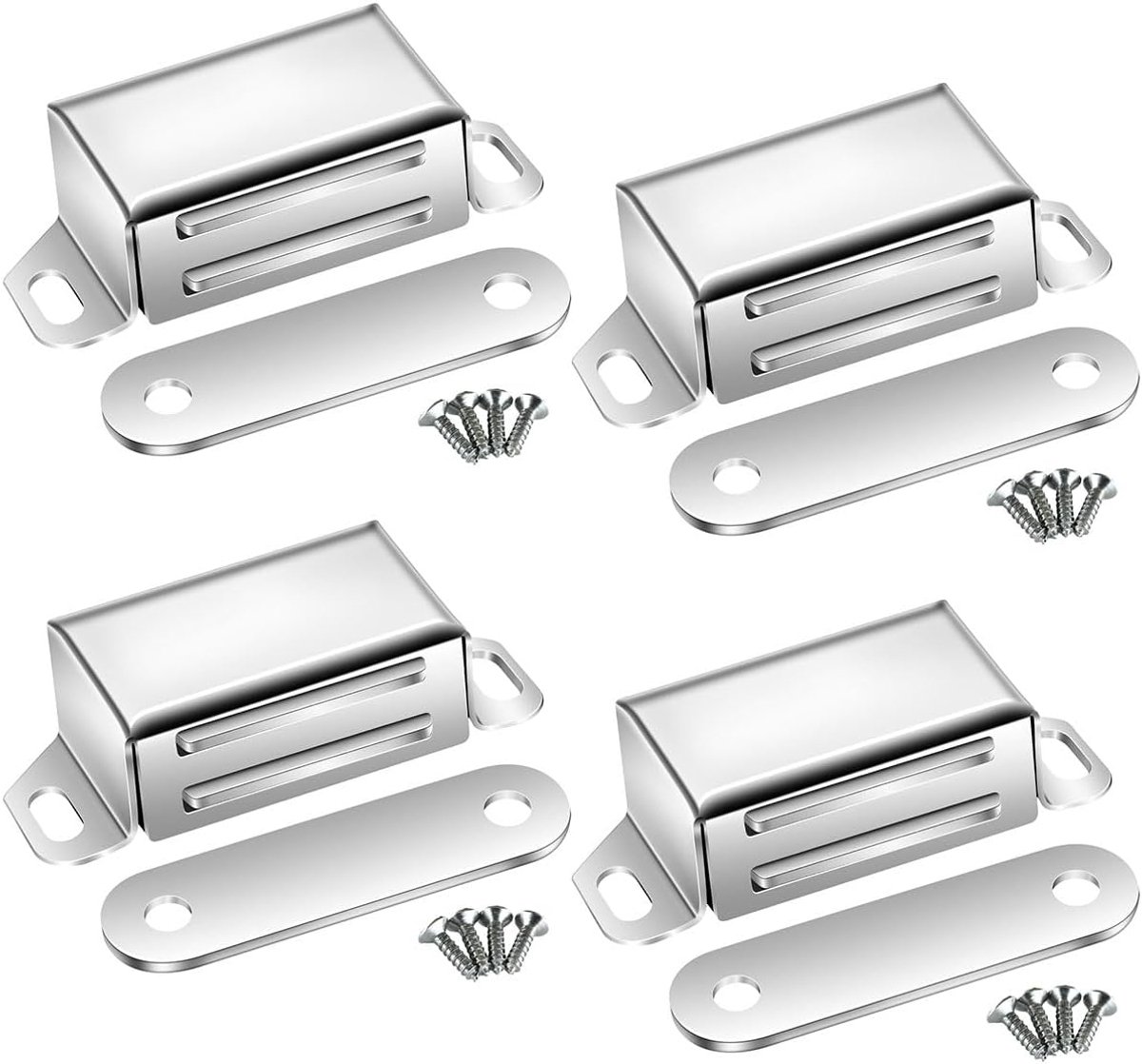 magneetgespen Deurmagneten voor kastdeuren, sterke magnetische sluitingen van 14 kg, roestvrij staal, ladenmagneet, deursluiter, magneet voor meubels en balkondeuren (4 stuks)