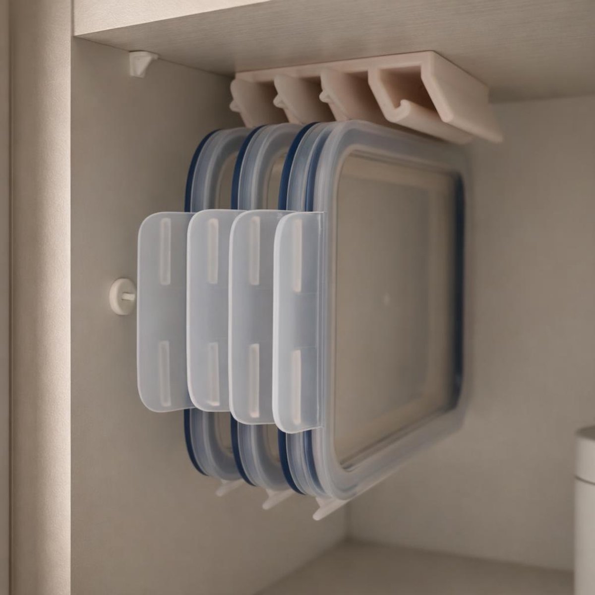 Skushy dekselhouder voor IKEA 365+ vierkante en rechthoekige kunststof deksels - onder plank te monteren organizer