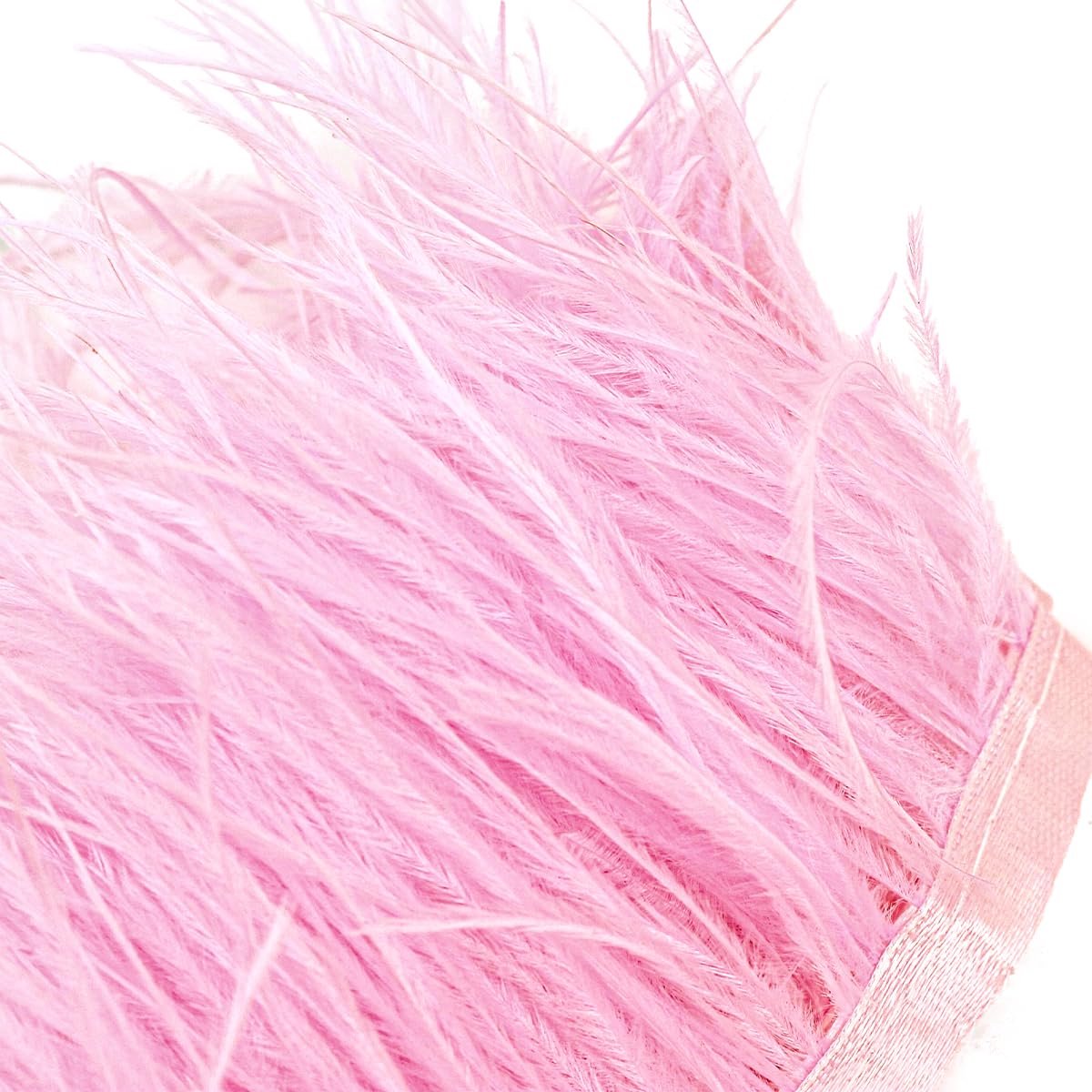 2 yards natuurlijke zachte struisvogelveren, franje boord, band voor het naaien van kleding, decoratie, knutselen, kleding, bruiloft, decoratie, naaien, knutselen, 13-15 cm (roze)