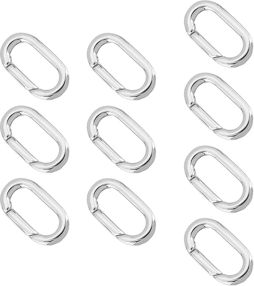 10 stuks Lente Ovale Sluitingen, Metalen Halsketting Armband en Ketting Sluiting voor Sieraden Maken Bagage en Kleding (Zilver)