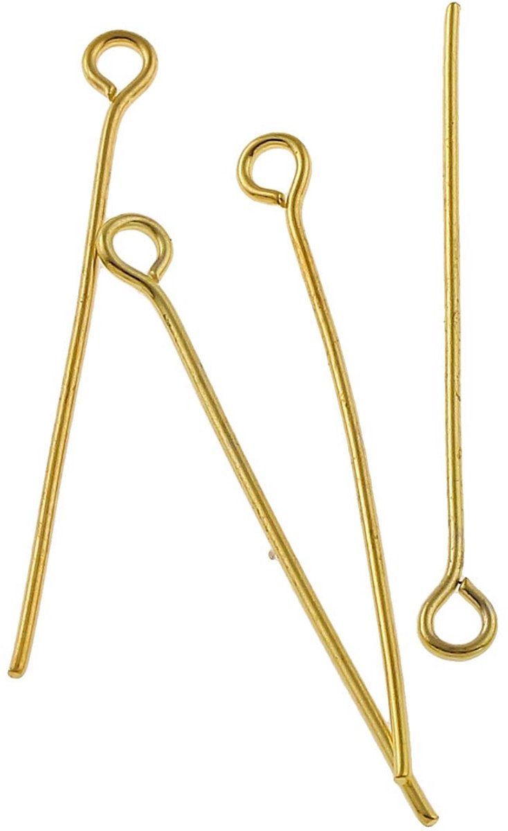 Kettelstiften gouden klinknagels 40 mm x 0,7 mm hoofdpennen en met oog 4 cm parelstiften gouden prismastiften voor het maken van sieraden