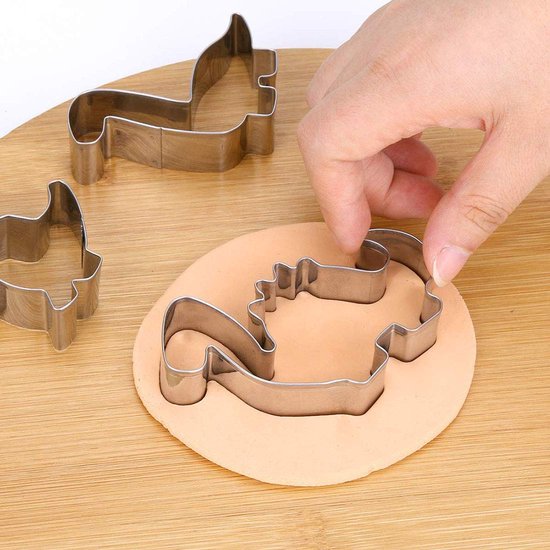 Cookie Cutters, 11 stuks Dino Cookie Cutters groot, dinosaurus-uitsteekvorm van roestvrij staal, DIY fondant koekjesuitstekers voor kinderen verjaardag dino-party decoratie — afbeelding 2