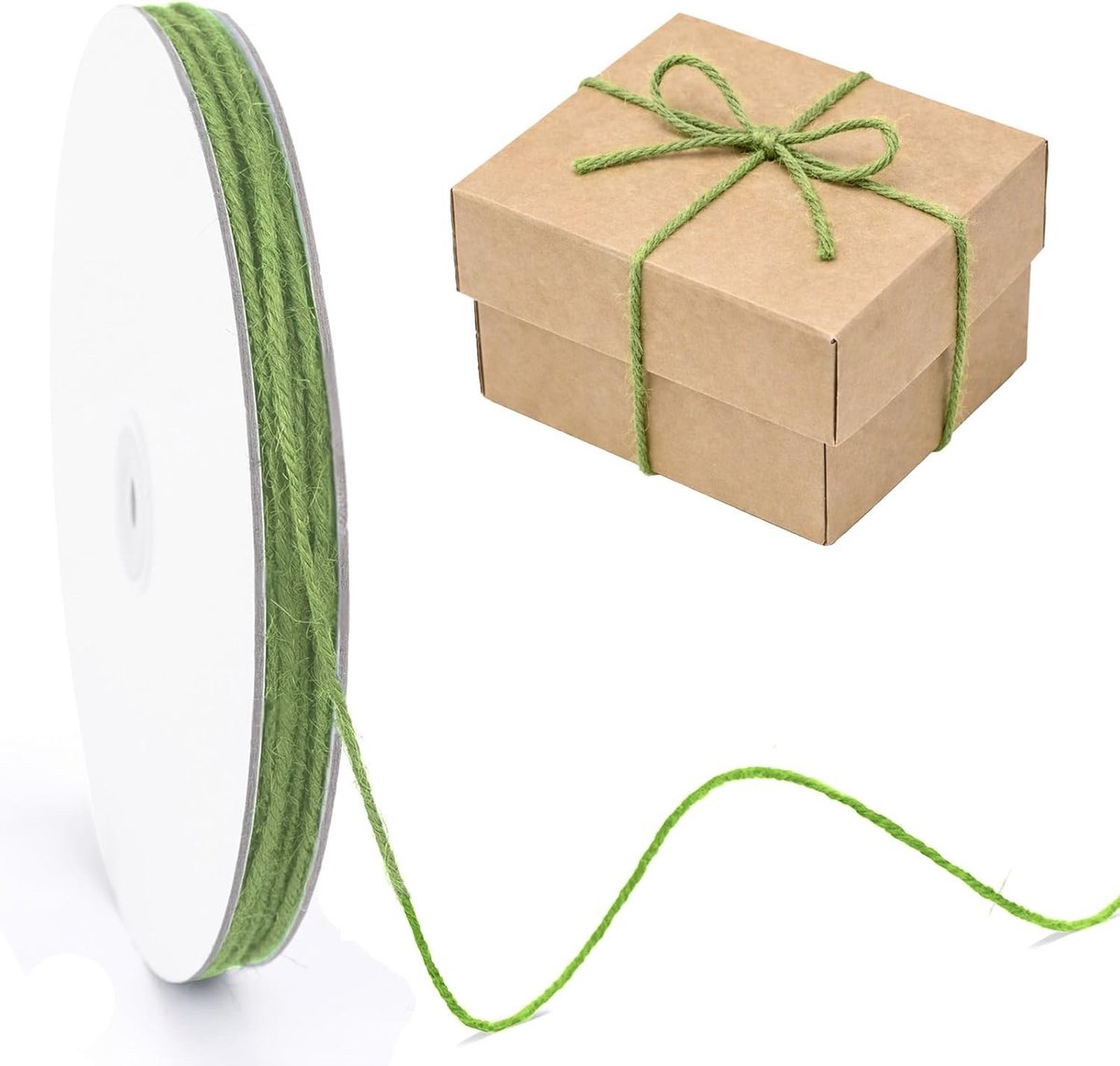 2mm Jute Touw in Saliegroen: 100m Jute Cadeaulint voor Verpakking, Dun Touw voor DIY Decoratie, Jute Touw voor Bruiloften, Kerst en Pasen