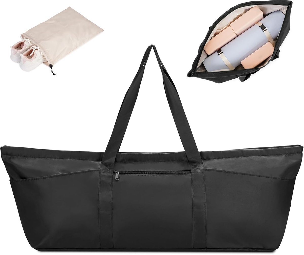 SnelShoppen - Grote Sporttas voor Vrouwen, Yoga Tas met Yoga Mat en Blokken, Schoenentas en Vochtige Compartment, Verstelbare Mat Strap voor Pilates e