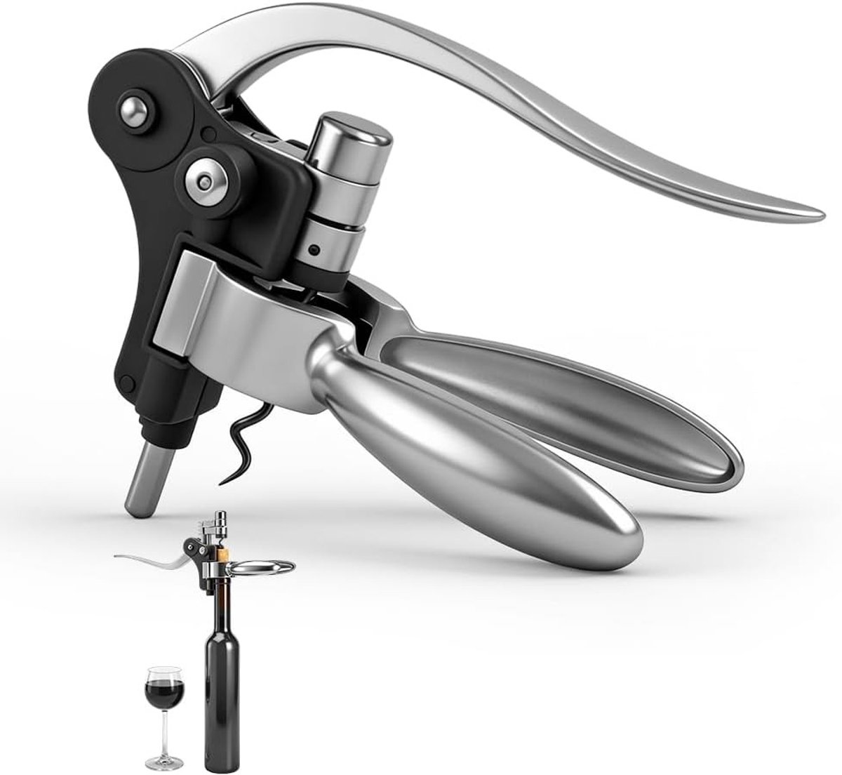 Cadeauset voor Wijnliefhebbers met Kurkentrekker, Flesopener, Capsule Cutter en Wijnstopper voor Elke Kurk