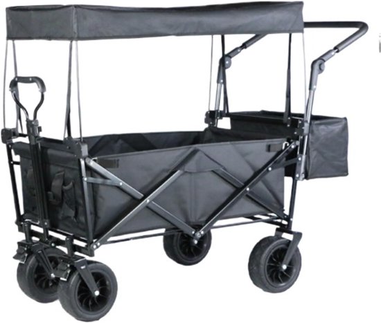 Bolderkar Opvouwbaar - Strandkar Transportwagen - Buitenactiviteiten - Afneembare Luifel - 100 x 47 cm - Groen van Bolderkar Opvouwbaar — afbeelding 3