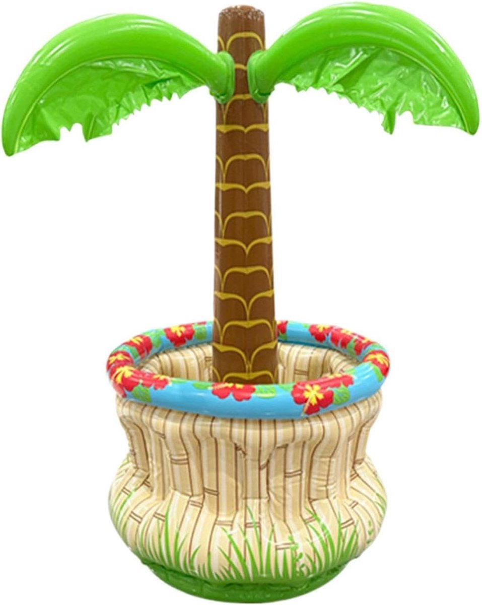 Opblaasbare Koeler - Drijvende IJsemmer - Feestelijke Drankkoeling - Tropisch Palmboom Decor - 58 x 38 x 66 cm - Groen
