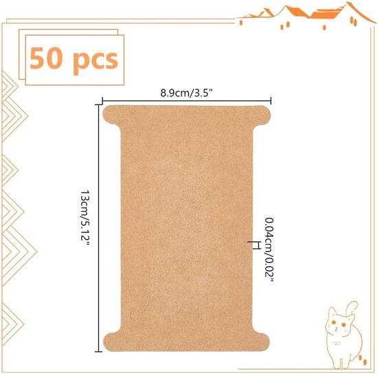 PandaHall 50 stuks houders voor linten, spoelen met tandzijde, slabbetjes voor draadhouder, lege kartonnen spoel voor kruissteek, knutselen, naaien, 13 x 8,9 cm — afbeelding 5