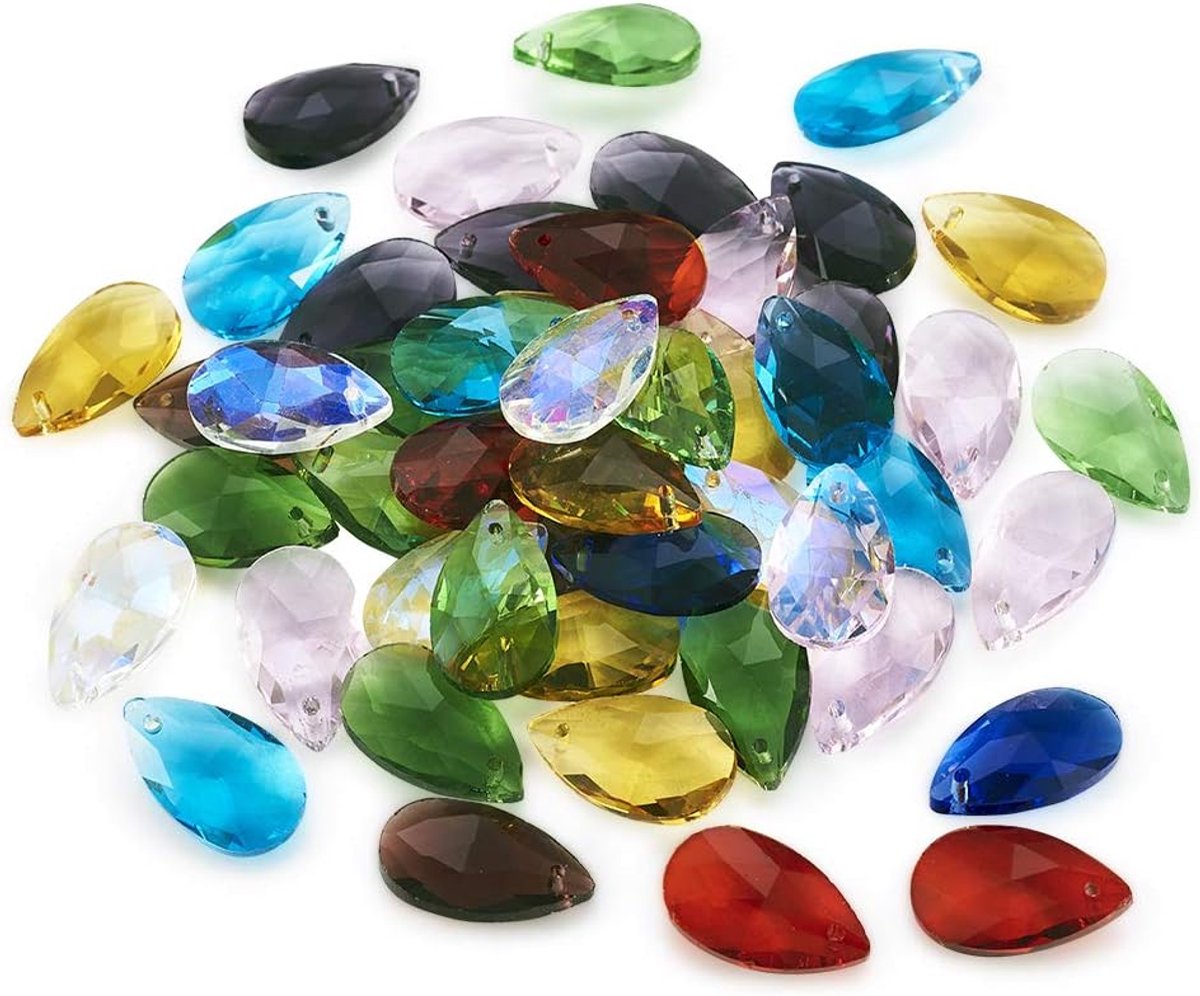 Kralen, 22 x 13 mm, gemengde kleur, facetgeslepen glas, bedelhangers voor kettingen, armbanden, sieraden maken