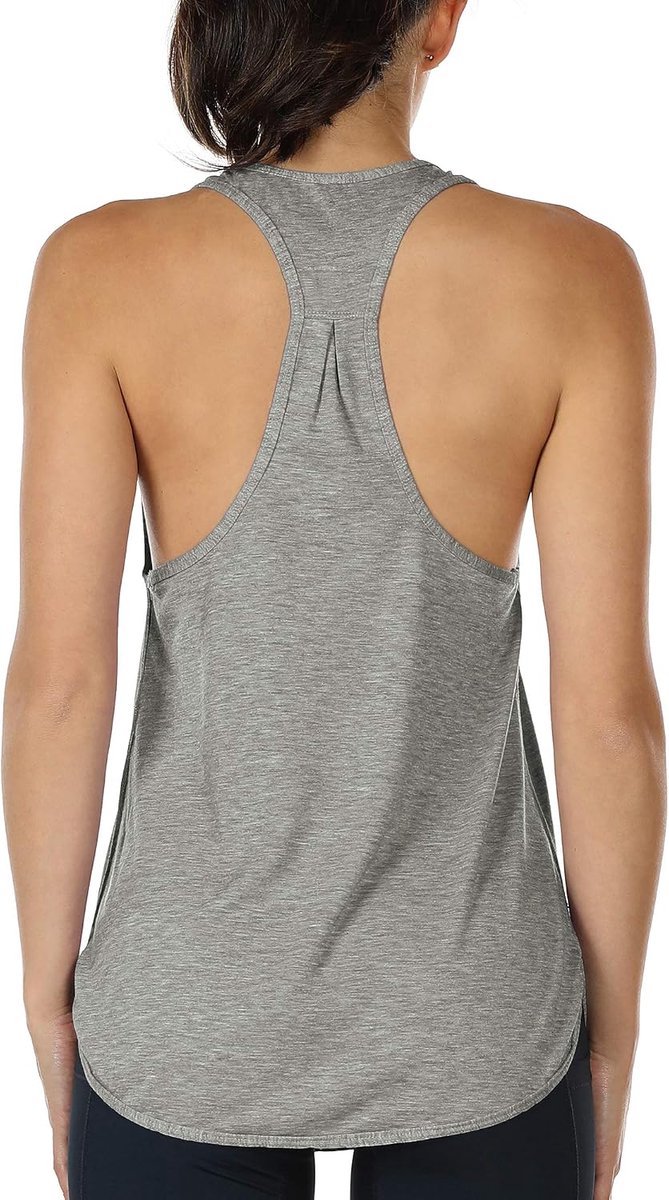 icyzone Dames Tanktop Sporttop Racerback Fitness Yoga Mouwloze Shirts, 2-Pack